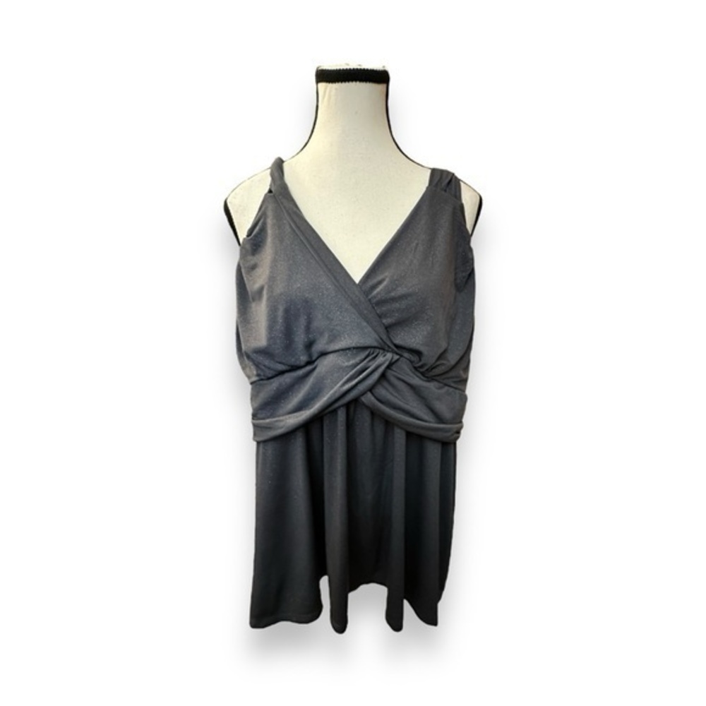 Women’s Vintage torrid 1 Grey Shimmer Metallic Wrap Front Babydoll 14 16 1XL 1X